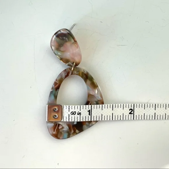 Multi Colored Resin Drop Earrings - Picture 7 of 7